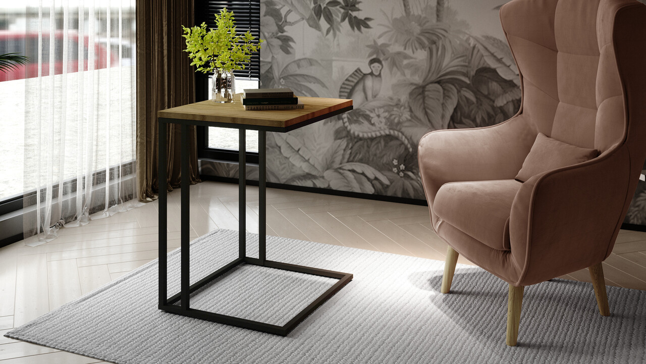 Masuta de cafea ELTAP, Vigo, 45x45x67 cm, otel/PAL, negru/maro - imagine 4
